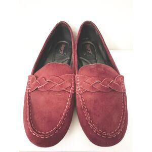Rare Born Suede Holiday Deep Red Braided Loafer Size 8.5 Fantastic condition!